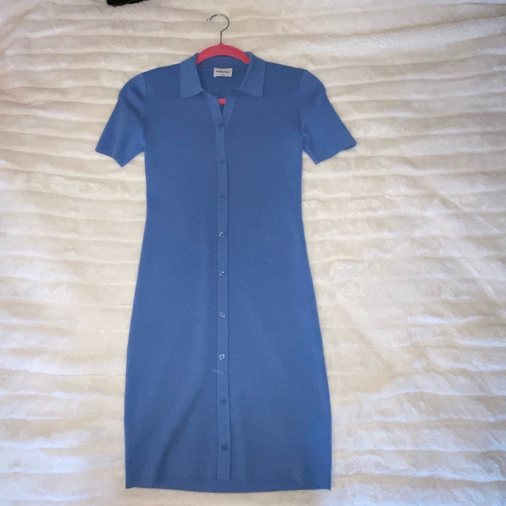 Sunday best Blue Short-Sleeve Button-Front dress